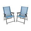 Set of 2 Patio Outdoor Portable Sling Back Chairs Folding Dining Chairs Blue
