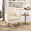 Comfy Modern Tufted Armchair, Linen Upholstered Accent Chair with Metal Legs