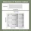 Bathroom Mirror Cabinet 3 Door Shelf Storage Wall Mounted Cupboard White Wood