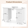 Manicure Table Nail Desk Nail Tech Table Station with 8 Metal Legs-White