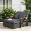 Outdoor Wicker Daybed Rattan Woven Loveseat w/Folding Panels-Grey