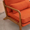 Mid Century Orange Lounge Chair Oak Frame Linen Seat for Living Room