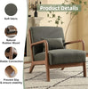 2x Mid Century Lounge Chairs – Solid Wood Frame, High Back, Linen Seat
