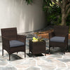 PE Rattan Wicker Chairs 3 Pieces Patio Furniture Set-Grey