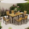 6 Seater Aluminium Garden Dining Set with Stackable Chairs, Natural