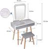 Dressing Table Set w/ LED Lighted Mirror Large Drawers & Stool Makeup Desk White