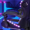 Blue Reclining Gaming Chair with Footrest & Bluetooth Speakers & RGB LED Yludier