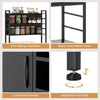 Bakers Rack with Power Outlet Microwave Stand with Storage Cabinet Black