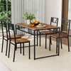 5 Pcs Dining Table Set Industrial-Style Kitchen Table & 4 Chairs-Coffee