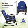 Outdoor Wicker Rocking Chair Patio Rattan Rocker w/ Cushions Navy