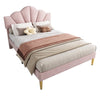 UPHOLSTERED PLATFORM BED 5 FT KING BED FRAME WITH HEADBOARD VELVET FABRIC PINK