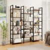 Heavy-duty Metal Frame Bookcases w/ 14 Open Shelves-Brown