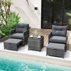 5 Piece Wicker Patio Furniture Set Outdoor Conversation Set-Grey