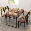 5 Pcs Dining Table Set Industrial-Style Kitchen Table & 4 Chairs-Coffee