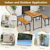 3-Pieces Patio Dining Set for 4 People-Natural