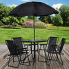 6pc Outdoor Furniture Set Dining Table Patio Deck 4 Chairs & Parasol Black