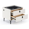 LED Bedside Table with 2 Drawers Wireless Charging Side Cabinet Nightstand White