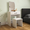 Modern Dressing Table Makeup Vanity Desk Stool Set Mirror Drawer Matte White