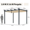 2.9 X 3.6 m Metal Shelter Grape Trellis Pergola w/ Extra Large Pavilion Beige