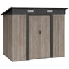 Outdoor Garden Storage Shed for Patio Bike Grey Wood Grain Sloped Roof