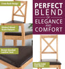 Dining Chairs, Set of 2 Oak Cross Back Wooden Chairs, Brown Seat Kitchen Chairs