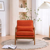 Mid Century Orange Lounge Chair Oak Frame Linen Seat for Living Room