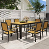 6 Seater Aluminium Garden Dining Set with Stackable Chairs, Natural