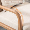2-Pack Beige Mid-Century Armchairs with Lumbar Support | Solid Wood Frame