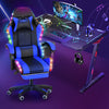 Blue Reclining Gaming Chair with Footrest & Bluetooth Speakers & RGB LED Yludier