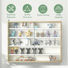 5-Tier Wall Display Shelf Unit Cabinet w/ Shelves Glass Doors Natural