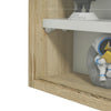 5-Tier Wall Display Shelf Unit Cabinet w/ Shelves Glass Doors Natural