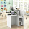 Reception Desk Front Counter Desk w/ Lockable Drawer & Adjustable Shelf-White