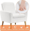 White Lounge Armchair Upholstered with Wood Legs for Living Room Bedroom