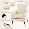 Comfy Modern Tufted Armchair, Linen Upholstered Accent Chair with Metal Legs