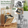 Tilt out Laundry Hamper Bamboo Laundry Cabinet w/Storage Shelves-Natural