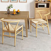 Wishbone Dining Chair Set of 2 Modern Weave Armchairs-Natural