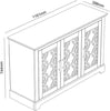 Freestanding 3-Door Storage Cabinet Cream Oak Sideboard Adjustable Shelf
