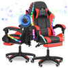 Gaming Chair with Bluetooth Speakers RGB LED Lights & Reclining Footrest Eyqqblb