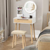 Vanity Modern Dressing Table Set with LED Mirror Storage Shelf Stool Drawer