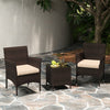 PE Rattan Wicker Chairs 3 Pieces Patio Furniture Set-Beige