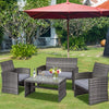 PE Rattan 4 Pieces Patio Furniture Set w/ Cushions-Grey