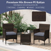 PE Rattan Wicker Chairs 3 Pieces Patio Furniture Set-Grey