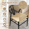 Wishbone Dining Chair Set of 2 Modern Weave Armchairs-Black+Natural