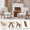 Set of 2 Boucle Accent Armchair Mid Century Lounge Chair Solid Wood Legs White