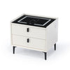 LED Bedside Table with 2 Drawers Wireless Charging Side Cabinet Nightstand
