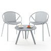 3 Pieces Bistro Set All Weather PP Patio Conversation Set-Gray