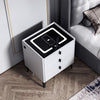 LED Bedside Table Wireless USB Charging High Gloss Smart Nightstand Organizer