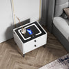 LED Bedside Table with 2 Drawers Wireless Charging Side Cabinet Nightstand