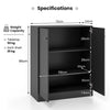 Freestanding Buffet Cabinet Storage Organizer with Anti-toppling Device-Black