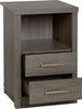 Grey Wood Grain 2 Drawer Bedside Chest W40cm X D40cm X H61cm LACEY